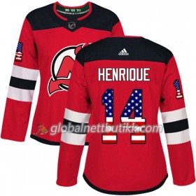New Jersey Devils Hockeydrakt Adam Henrique 14 2017-2018 USA Flag Fashion Svart Adidas Authentic - Dame